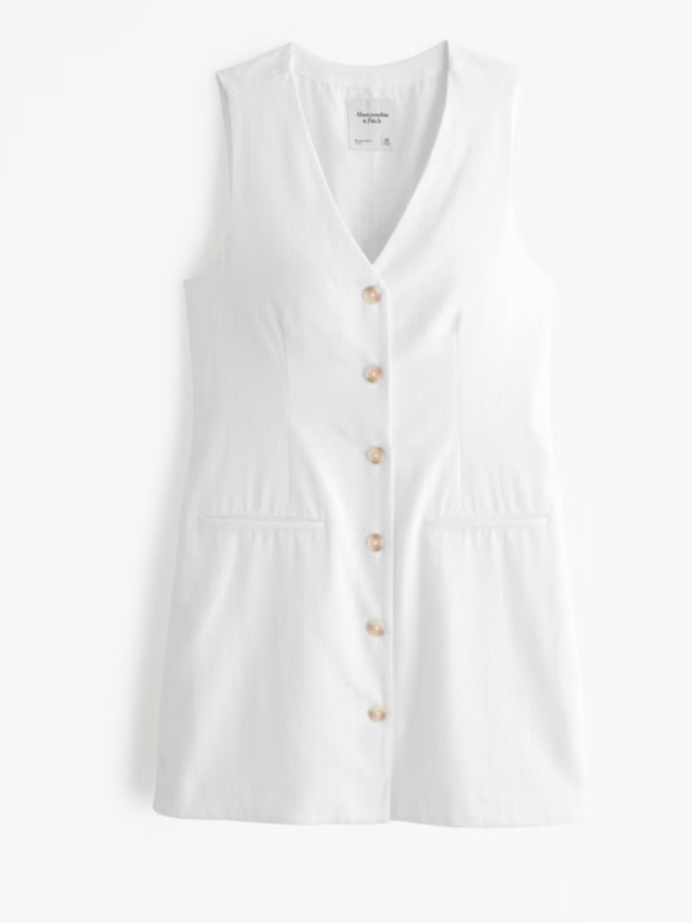 Abercrombie & Fitch White Sleeveless Linen Button-Front Dress XL Tall